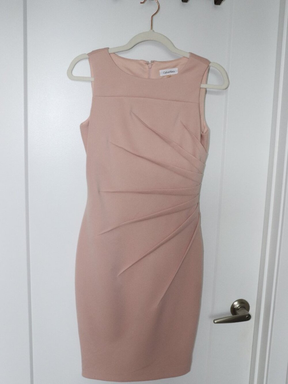 Calvin Klein Blush Pink Ruched Sleeveless Sheath Dress Size 2